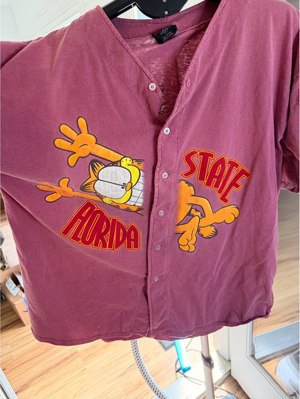 Garfield Florida State FSU Maroon Henley Shirt
